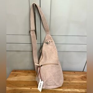 Blush Pink Buttery Soft Suede Cross Body Sling Bag - Adjustable - BNWT